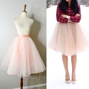 Space 46 Boutique Blush Pink Tulle Midi Skirt